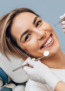 a patient smiling during their dental checkup