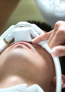 Close-up of man wearing mask for nitrous oxide sedation in Jonesboro, AR