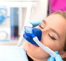 Female dental patient under effects of nitrous oxide sedation in Jonesboro, AR