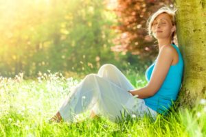 Relaxed woman outside